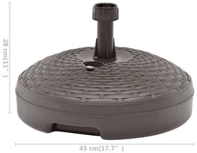 Base guarda-sol c/ areia/água 20 L plástico vime castanho