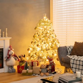 Árvore de Natal 137 cm  Pré-iluminada 295 Ramos 150 Luzes LED articuladas com suporte metálico