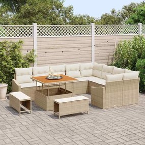 Conjunto de Sofás para Jardim vidaXL de 12 Peças com Almofadas em Rattan Polipropileno Bege