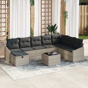 Conjunto de Sofá Jardim com 9 Peças e Almofadas em Rattan Poliéster Ci