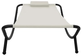 Espreguiçadeira de jardim 200x90 cm aço creme