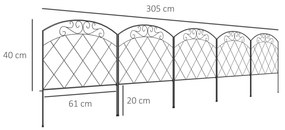 Outsunny Cercas de Jardim 305x61 cm Conjunto de 5 Cercas Decorativas p