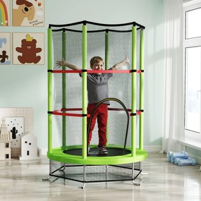 Trampolim Infantil Ø140x190 cm Trampolim para Crianças de 3-6 Anos com Rede de Segurança Carga 45 kg para Interior Verde