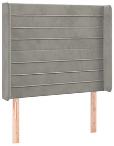 Cabeceira cama c/ luzes LED veludo 83x16x118/128 cm cinza-claro