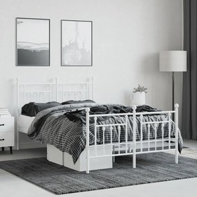Estrutura de cama com cabeceira e pés 120x190 cm metal branco