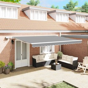 Toldo com Manual Branco 4 × 3 m Metal