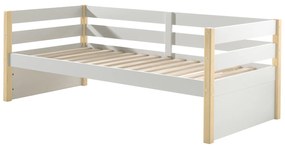 Cama infantil MARGRIT (90 x 200 cm) + Estrado + gaveta inferior Natural / Branca