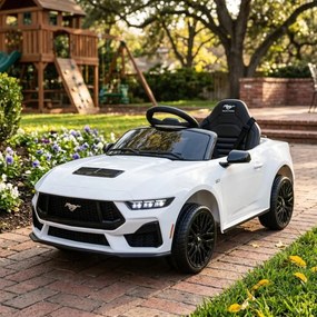 Carro elétrico para crianças Ford Mustang 12V, Rodas borracha Branco