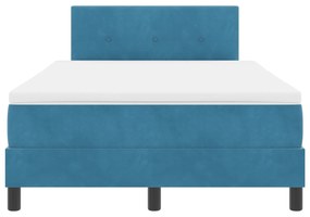 Cama Box Spring vidaXL com Colchão Azul Escuro 120x200 cm Veludo