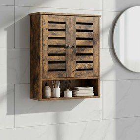 Armário de parede casa de banho, design vintage 60 x 20 x 70 cm castanho