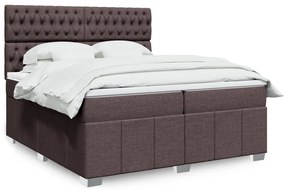 vidaXL Cama com molas/colchão 200x200 cm tecido castanho-escuro