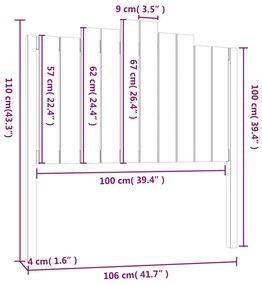 Cabeceira de cama 106x4x110 cm pinho maciço branco