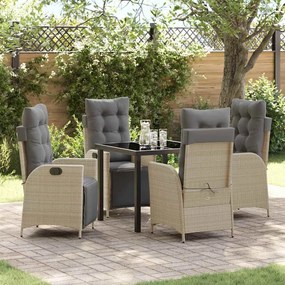 vidaXL Conjunto de Jantar de Jardim de 5 Peças em Vime Bege
