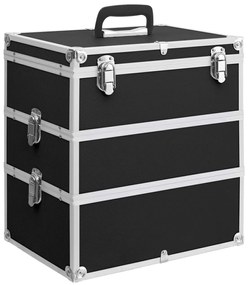 91840 vidaXL Caixa de maquilhagem 37x24x40 cm alumínio preto