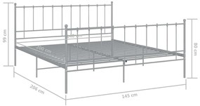 Estrutura de cama 140x200 cm metal cinzento