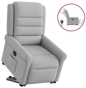 vidaXL Poltrona reclinável elevatória elétrica tecido cinzento-nublado