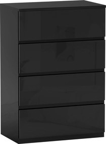 HOMCOM Cómodas Quarto Comoda Madeira com 4 Gavetas para Sala de Estar Estilo Moderno 55x34x80 cm Preto | Aosom Portugal