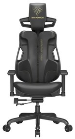 Poltrona Gamer SONGMICS, Cadeira EVOGAMER, Cadeira de Escritório, Imitação de Fibra de Carbono, com Encosto de Cabeça e Braços Ajustáveis, Encosto Reclinável, Capacidade 150 kg, Tinta Preta OBG067B01