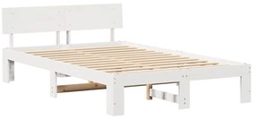 Estrutura de Cama com Cabeceira Branca 120x190 cm Madeira de Pinho Sól