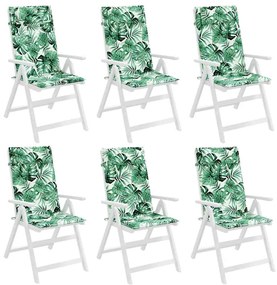 Almofadões p/ cadeira encosto alto 6 pcs tecido oxford folhas