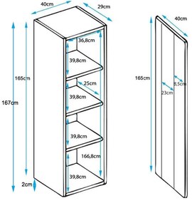 Vitrine Rialba de 167cm com Luzes LED - Carvalho/Branco - Design Moder