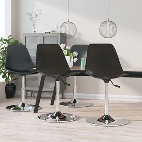 vidaXL Cadeiras de jantar giratórias 4 pcs PP preto