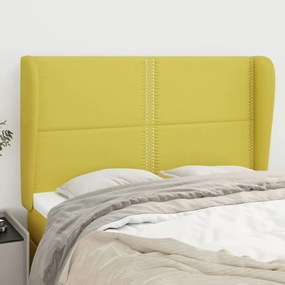 vidaXL Cabeceira de cama c/ abas tecido 147x23x118/128 cm verde