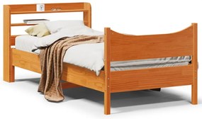 Estrutura cama c/ cabeceira 75x190 cm pinho maciço castanho-mel