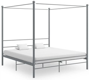 Estrutura de cama com dossel 180x200 cm metal cinzento
