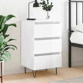 vidaXL Mesa de cabeceira 40x35x69cm deriv. madeira branco brilhante