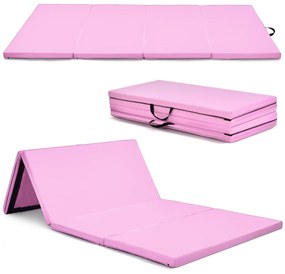 Tapete de ginástica dobrável e antiderrapante Tapete de chão macio dobrável para exercícios de ioga fitness em casa 240 x116 x 5 cm Rosa