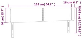 Cabeceira cama c/ luzes LED tecido 163x16x78/88cm cinza-escuro