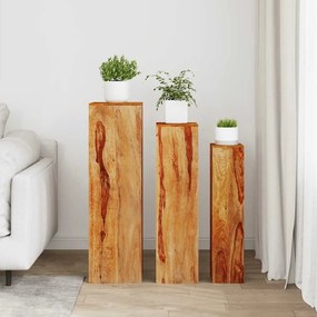 Suportes para plantas 3 pcs madeira de acácia maciça castanho