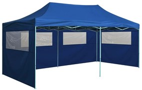 vidaXL Tenda dobrável profissional festas 4 paredes 3x6m aço azul