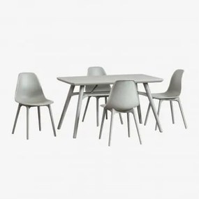 Conjunto de mesa retangular Joane (134x78 cm) e 4 cadeiras de jardim - Sklum