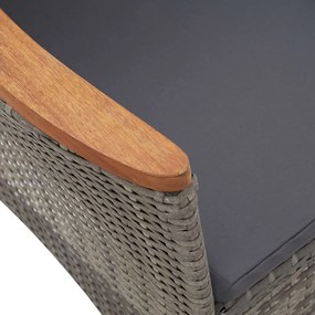 5 pcs conjunto jantar exterior com almofadões vime PE cinzento