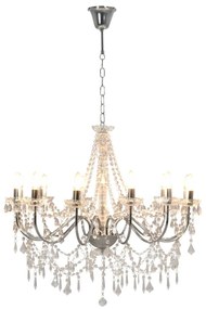 Lustre com contas lâmpadas 12 x E14 prateado