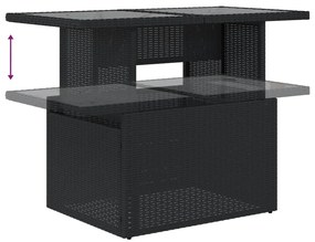 9 pcs conjunto de sofás p/ jardim c/ almofadões vime PE preto