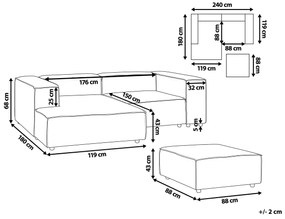 Sofá de canto modular 2 lugares com repousa-pés em bombazine azul escuro à direita APRICA Beliani