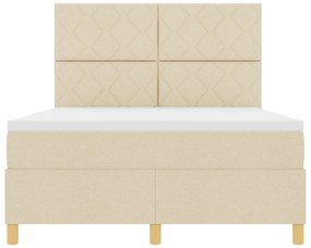 Cama Box Spring com Colchão Creme 140x190 cm Tecido