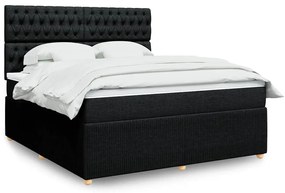 vidaXL Cama com molas/colchão 180x200 cm tecido preto