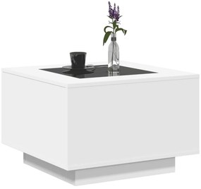 Mesa de centro c/LEDs 60x60x40cm contraplacado branco brilhante