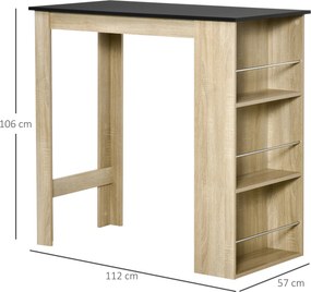 Mesa de Bar de Cozinha, 112 x 57 x 106 cm (BANCOS NÃO INCLUIDOS), 3 Prateleiras, Cor Carvalho Claro