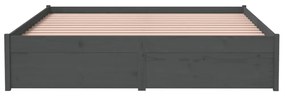 Estrutura de cama 140x190 cm madeira maciça cinzento
