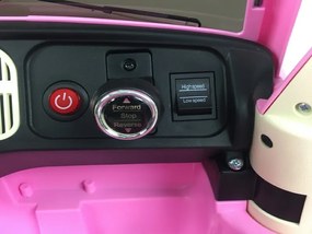 Carro elétrico bateria para Crianças Volkswagen Carocha Classico 12v, módulo de música, banco em pele, pneus de borracha EVA Rosa