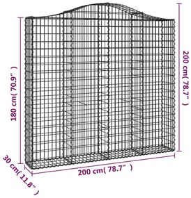 Cestos gabião arqueados 6pcs 200x30x180/200cm ferro galvanizado