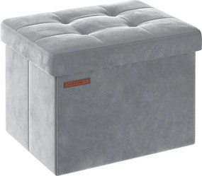 Banco de arrumação com tampa com capacidade para 130 kg 31 x 41 x 31 cm cinzento claro