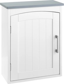 Móvel suspenso para casa de banho com porta e prateleira ajustável - 41 x 18,5 x 52 cm - MDF - branco