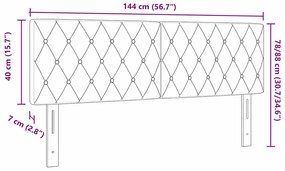 Cabeceira LED com botão cristal, estofada em cinza claro, 72 cm, em ve