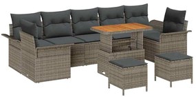 Conjunto de Sofás de Jardim VidaXL com Almofadas Cinza Rattan Acácia 1